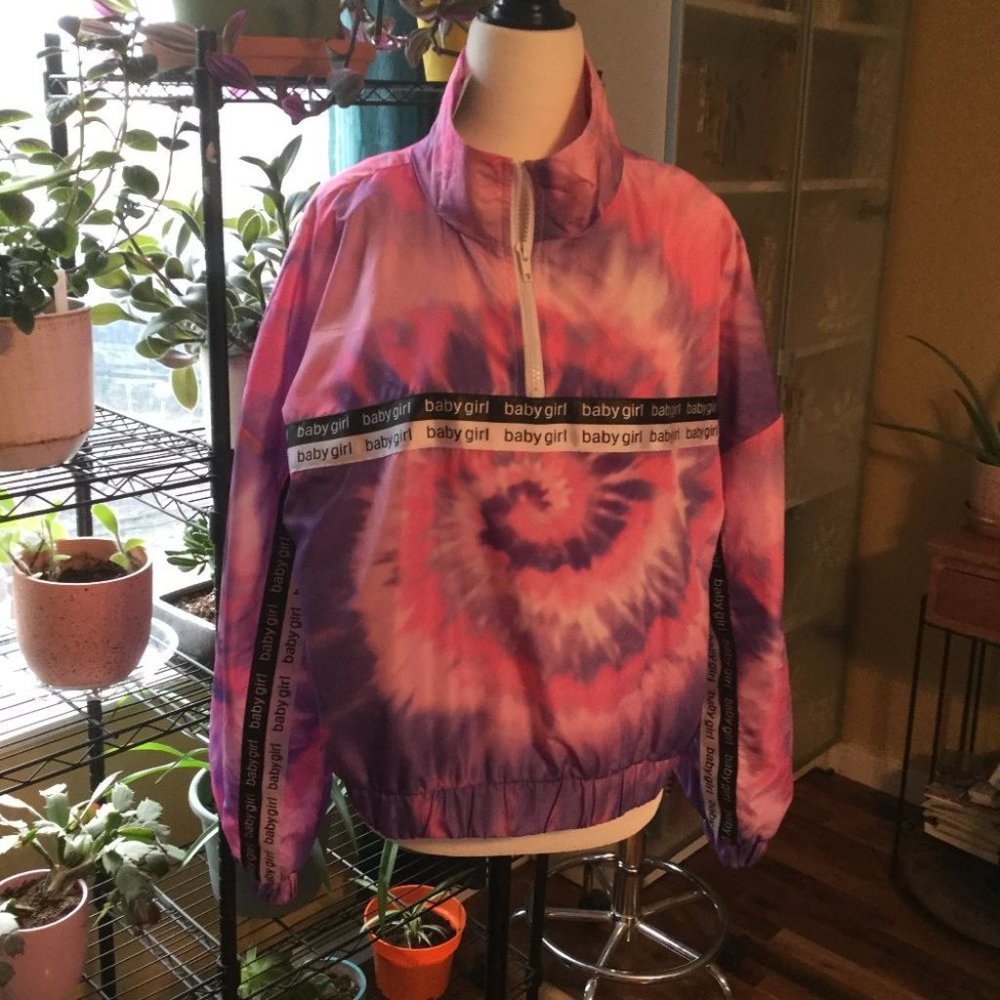 NWT Tie die pullover style1/4 zip windbreaker jacket Streetwear Society